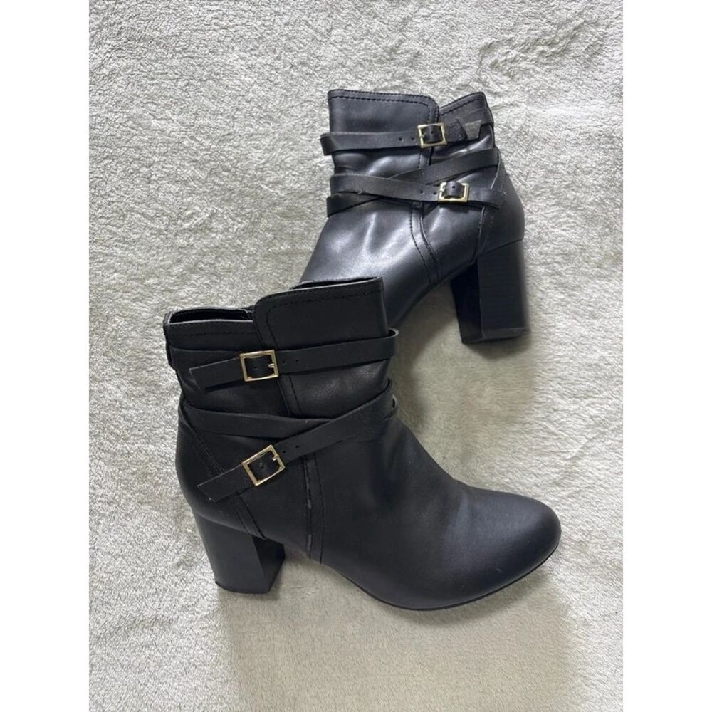 Women’s boots heels black adjustable strap business work professional